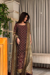 Haris Shakeel Shocking Pink Chiffon Formal