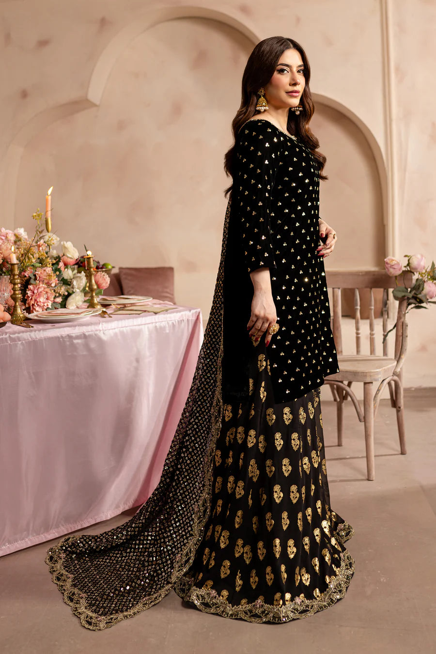 V. Black Amani II 3Pc - Embroidered Luxe